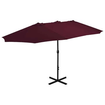 vidaXL Parasol met aluminium paal 460x270 cm bordeauxrood, Verzenden, Nieuw, Meer dan 4 meter