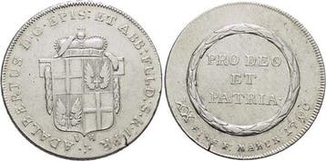 1/2 Kontributionstaler, daalder 1796 Vh Fulda-bistum Adal..., Verzenden