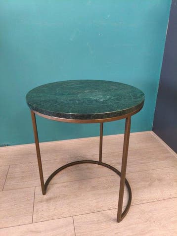 Groen Marmer Gouden - Bijzettafel - Metaal, Marmer, Nieuw