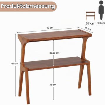 Bijzettafel met opbergruimte - 70x30x67 - Massief hout - Bru, Verzenden, Zo goed als nieuw