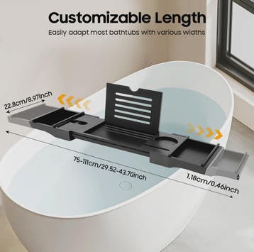 Verstelbare Badkuip Tray met Wijnglas & Tablet Houder - Luxe, Verzenden, Nieuw