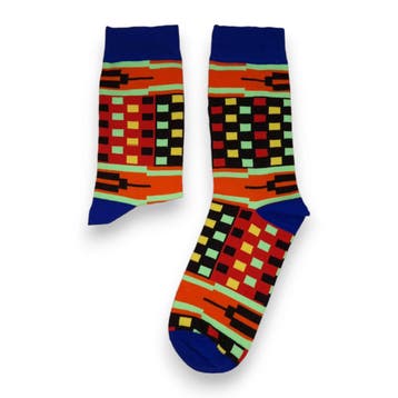 Afrikaanse sokken / Afro sokken / Kente sokken - Blauw multi, Kleding | Dames, Ophalen of Verzenden, Nieuw