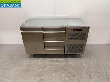 RVS Catertech Koelwerkbank 1 Deur en 3 Laden 135,5 cm 230V, Ophalen of Verzenden, Gebruikt