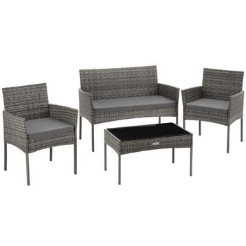Wicker tuinset Palese voor 4 personen - grijs, Tuin en Terras, Verzenden, Nieuw