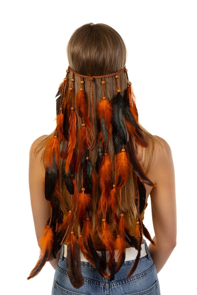 Hoofdband Veren Oranje Zwart Ibiza Hippie Indiaan Haarband V, Kleding | Dames, Carnavalskleding en Feestkleding, Accessoires, Nieuw