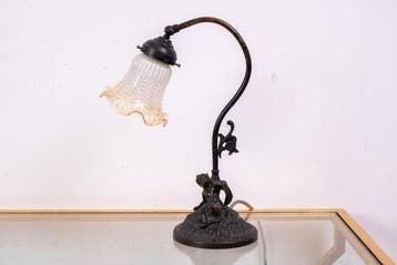 Tafellamp - lampenkap met zwanenhals en knop - Legering,
