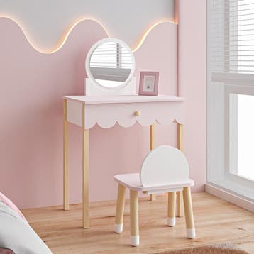 Kaptafel met stoel Vestnes 93x56x36 cm roze en wit [en.casa], Huis en Inrichting, Verzenden, Nieuw
