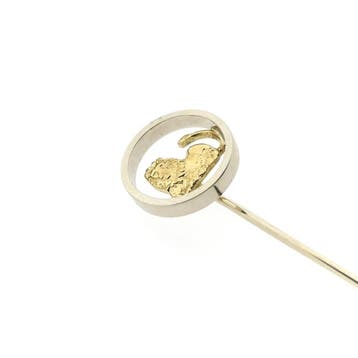 Bicolor gouden reversspeld met ING leeuw, Ophalen of Verzenden, Gebruikt, Goud, Goud