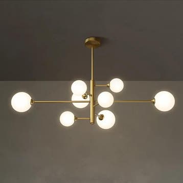 Glazen Bal Kroonluchter Zwart Goud LED Plafondlamp, Huis en Inrichting, Lampen | Kroonluchters, Verzenden, Nieuw