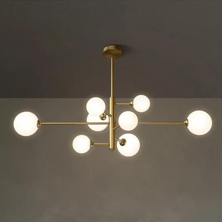 Glazen Bal Kroonluchter Zwart Goud LED Plafondlamp, Huis en Inrichting, Lampen | Kroonluchters, Nieuw, Verzenden