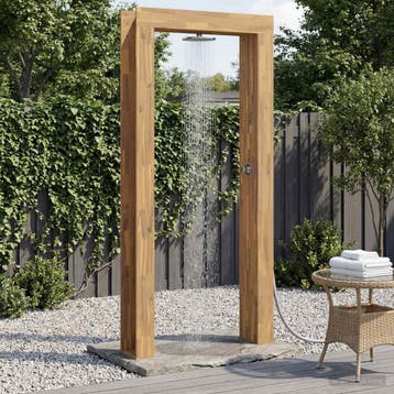 vidaXL Buitendouche 226 cm Massief acaciahout en roestvrij, Verzenden, Nieuw