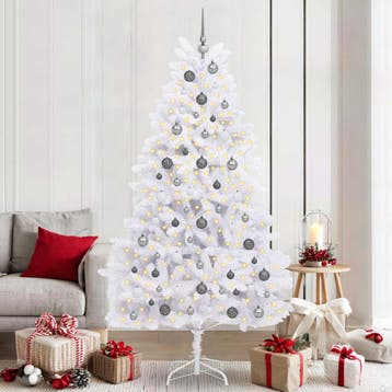 vidaXL Kunstkerstboom 210 cm PVC en staal Wit, Diversen, Verzenden, Nieuw