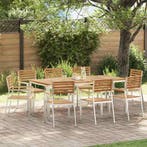vidaXL Tuinstoel 8 pcs Olie naturel 56 x 54,5 x 87 cm, Tuin en Terras, Tuinstoelen, Verzenden, Nieuw