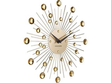 Karlsson Sunburst - Wandklok - Kristal - Goud - Ø30cm, Verzenden, Nieuw