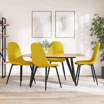 vidaXL Eetkamerstoelen 4 st fluweel mosterdgeel, Huis en Inrichting, Stoelen, Verzenden, Nieuw