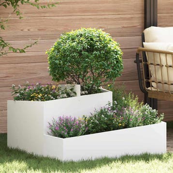 vidaXL Plantenbak Wit 80 x 80 x 50 cm Koudgewalst staal, Verzenden, Nieuw, Metaal, 60 tot 100 cm