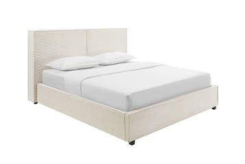 Bed ROCCO 180x200cm, beige met lattenbodem en opbergruimte -, Ophalen of Verzenden, Nieuw