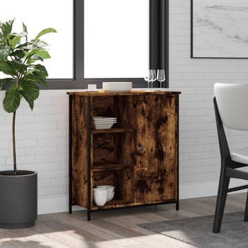 vidaXL Dressoir 70x30x80 cm bewerkt hout gerookt, Verzenden, Nieuw, 50 tot 100 cm, 25 tot 50 cm