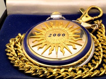 Franklin MInt Millenium Pocket Watch with chain 24 Karat