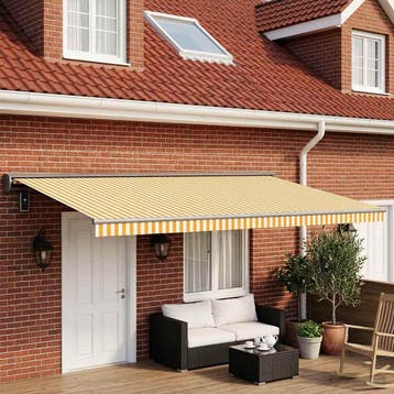 vidaXL Vervangingsdoek voor zonnescherm Geel en Wit 500 ×, Verzenden, Nieuw