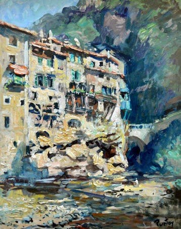 Henri Pontoy (1888-1968) - Village de Pont-en-Royans, Isère, Antiek en Kunst