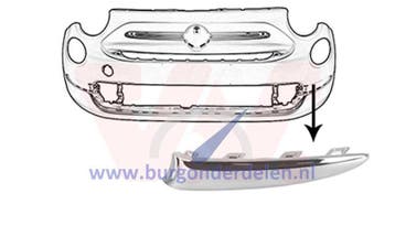 Fiat 500 Voorbumper Sierlijst Links Chroom, Auto-onderdelen, Carrosserie en Plaatwerk, Ophalen of Verzenden, Bumper, Fiat, Nieuw