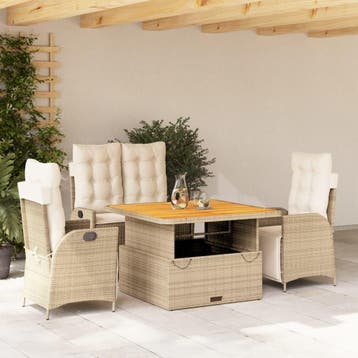 vidaXL 4-delige Tuinset met kussens poly rattan beige, Tuin en Terras, Verzenden, Nieuw, 4 zitplaatsen, Tuinset