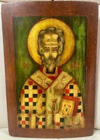 Icoon - Nikolaas de Wonderdoener - Hout