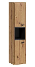 Badkamerkast Oliver 30 x 30 x 131 cm Eiken / Zwart Kolomkast, Verzenden, Nieuw, (Half)hoge kast