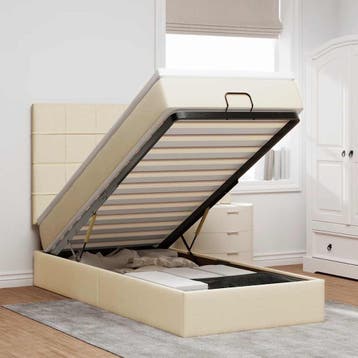 vidaXL Bed poef met matras en LEDs 90x200 cm stof, 90 cm, Eenpersoons, Verzenden, Nieuw