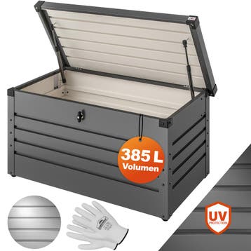 Kussenbox Antraciet 385L metaal afsluitbaar (Tuin en Terras), Verzenden, Nieuw
