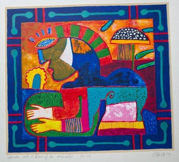 Clemens Briels (1946) - Woman With a Kind of a Umbrella, Antiek en Kunst