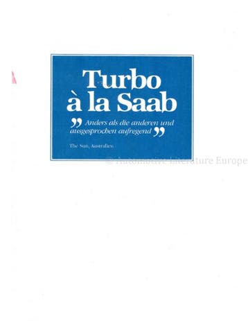 1982 SAAB 900 TURBO A LA SAAB BROCHURE DUITS, Nieuw, Author
