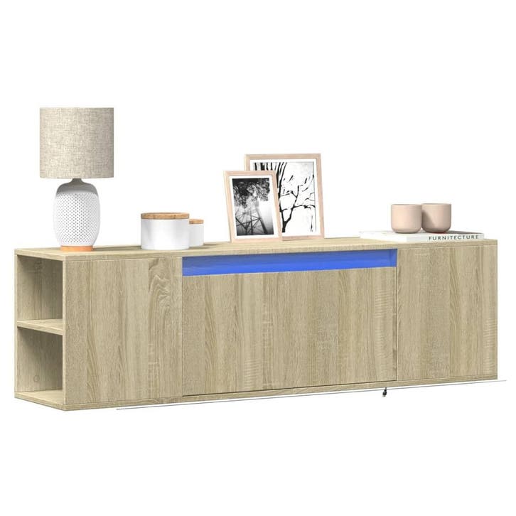 vidaXL Tv-wandmeubel met LED-verlichting 135x31x39,5 cm, Huis en Inrichting, Kasten | Televisiemeubels, Nieuw, Overige houtsoorten