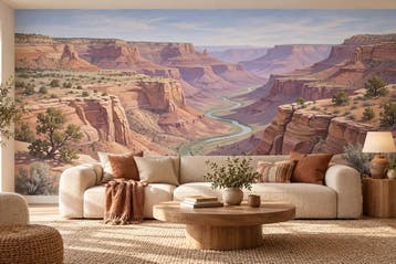 Canyon fotobehang – rotsen en rivier behang op maat, Verzenden, Fotobehang