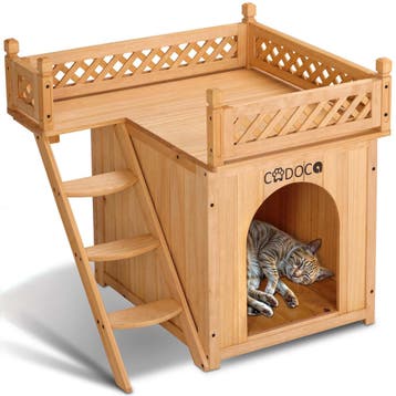 Kattenhuis Bruin Hout FSC®-gecertificeerd 53,5x54,5x64,5cm, Verzenden, Nieuw