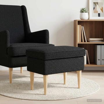 vidaXL Voetenbank Zwart 55 x 35 x 41 cm Bouclé, Huis en Inrichting, Stoelen, Verzenden, Nieuw, Zwart