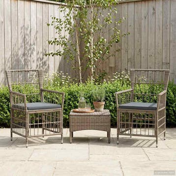 vidaXL Tuinstoelen 2 st Grijs PE rattan, Staal en Polyester, Tuin en Terras, Tuinstoelen, Verzenden, Nieuw, Rotan