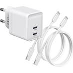 Gecertificeerde Snellader met 2 USB-C Poorten + 2x USB C, Telecommunicatie, Ophalen of Verzenden, Nieuw