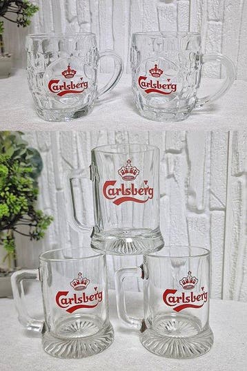 Themacollectie - Set van 5 vintage Carlsberg biermokken uit
