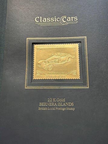 Bernera Islands. Gold medal Mercedes Benz 500K Classic Cars,, Postzegels en Munten