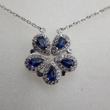 Zonder minimumprijs - Ketting met hanger Zilver Saffier