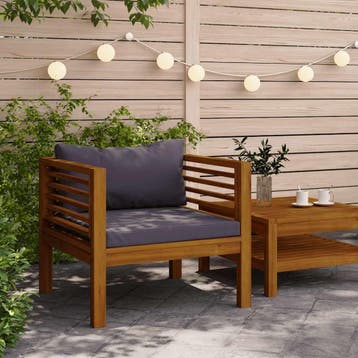 vidaXL Tuinstoel met donkergrijze kussens massief acaciahout, Tuin en Terras, Tuinsets en Loungesets, Verzenden, Nieuw, Hout