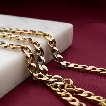Tricolor gouden gourmetschakel ketting, Ophalen of Verzenden, Gebruikt, Goud, Goud