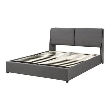 Tweepersoonsbed Lunner met bedbodem 204x146x96 cm donkergrij, Verzenden, Nieuw