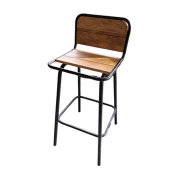 Set van 3 barkrukken,  zwart met houten zitting en, Ophalen of Verzenden, Gebruikt