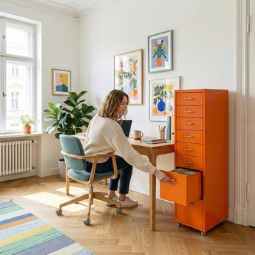 Kantoorkast Kökar op wielen 109x28x41 cm oranje [en.casa], Huis en Inrichting, Verzenden, Nieuw