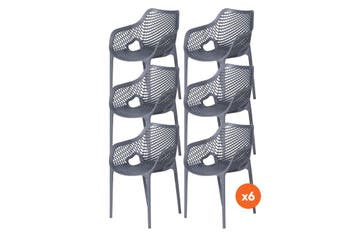 Set van 6 - Madino Air stapelbare stoel - Grijs, Tuin en Terras, Tuinsets en Loungesets, Verzenden, Nieuw, Overige materialen