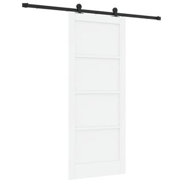 vidaXL Schuifdeur 83 x 202 cm Bewerkt hout Wit en zwart, Verzenden, Nieuw