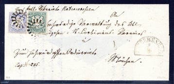 Beieren 1862 - 538, gMR naast HK Unterwessen op een, Gestempeld
